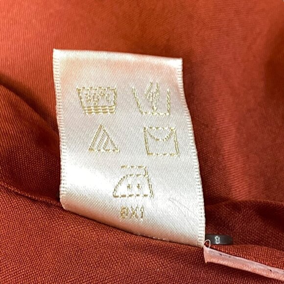 Perry Ellis 100% Silk Dress Shirt Mens L Orange Short Sleeve Button-Up Pocket - Picture 10 of 10